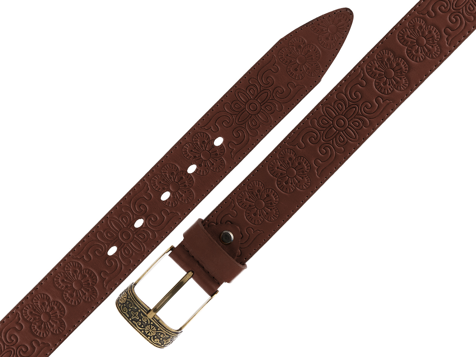 Кожаный коньяк женский джинсовый ремень B40-2088